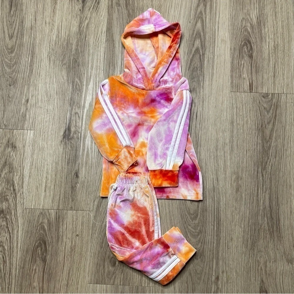 Hoodie Jogger Set - 2pc | Baby 6-9 Months | Orange Tie Dye